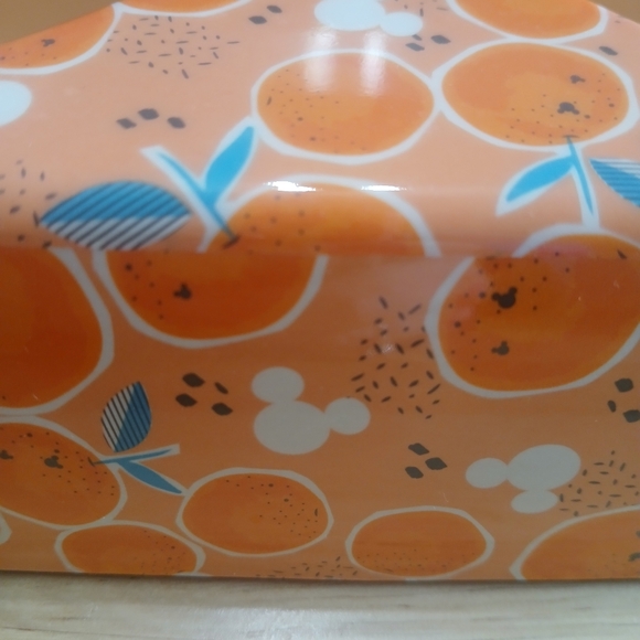Disney Mickey Mouse Orange Bamboo Melamine Double Dog & Cat Bowl Citrus Cute - Picture 3 of 5